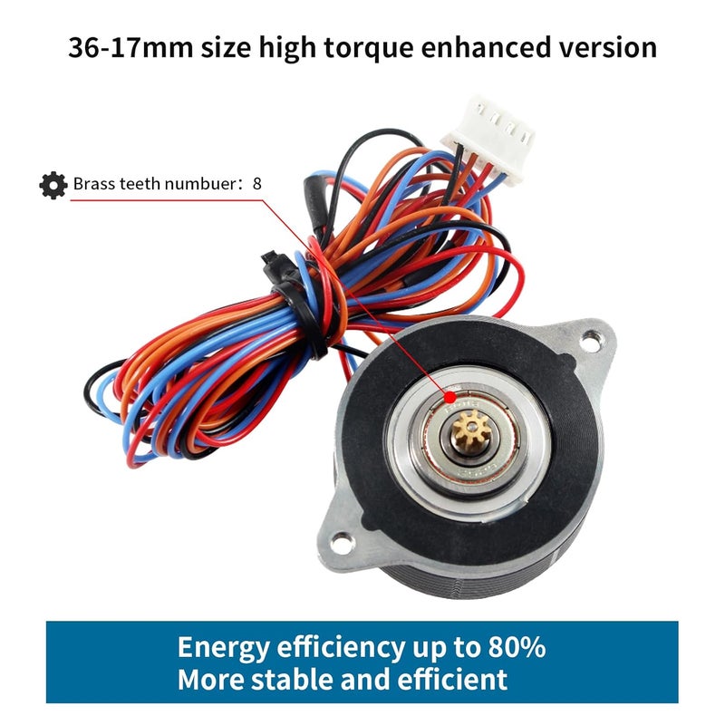 FYSETC Moons Nema 14 36mm Pancake Stepper Motor with 8 Tooth Gear: 17MM Enhanced Light Weight with Extension Cable for Orbitor/Sherpa Extruder Ender 3 Pro Neo V2 Voron2.4 3D Printer Direct Drive - Image 4